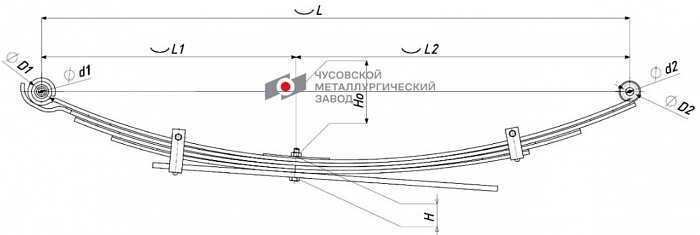 Задняя рессора Mitsubishi L200 с 2005 по 2016 (со втулками и антискрипными проставками) 5-листовая, обновленная модификация