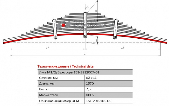 Лист коренной рессорный №1 ЗиЛ 131 задний