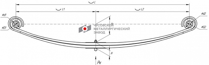 Передняя рессора Freightliner FRL FLC 2-листовая