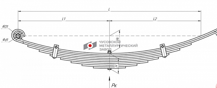 Передняя рессора прицепа 2ПТС-4 887Б 9-листовая